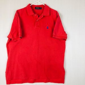 POLO GOLF RALPH LAUREN Men's Red Solid Short Sleeve Cotton Shirt L Large